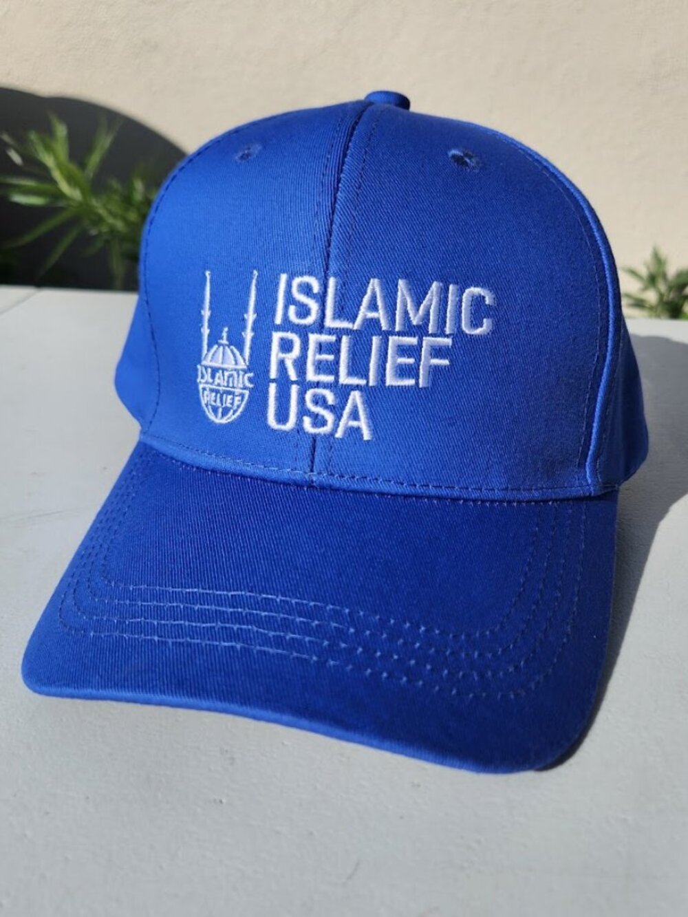 NEW Islamic Relief Promotional Baseball Cap Hat Blue White Embroidered USAID Hum
